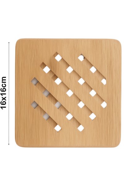 Busstier Heat Resistant Wooden Pot and Pan Mat - Square Bamboo Trivet