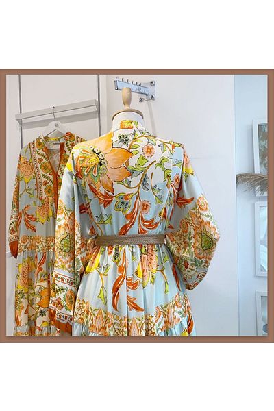 Faya Boutique Orange Flower Garden Viscosa Dress