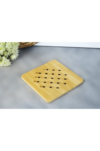 Busstier Heat Resistant Wooden Pot and Pan Mat - Square Bamboo Trivet