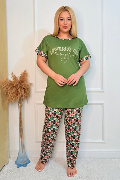 tarzımsüper Plus Size Luxury Pajamas Set with Elastic Waist Comfort Model Cotton Women's Pajamas Set