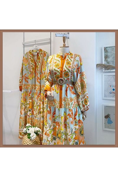 Faya Boutique Orange Flower Garden Viscosa Dress
