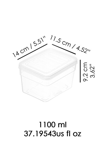 Meleni Home 5-Piece Deep Microwave Compatible Food Storage Container 1100ml - Transparent Lid Organizer Set
