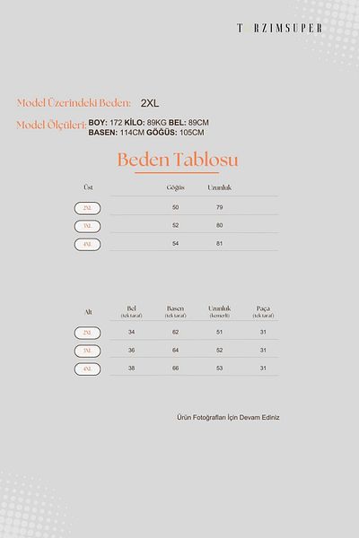 tarzımsüper Plus Size Comfort Sleepwear Set with Bottom Top Shorts Patterned Double Cotton 2-Piece Bottom-Top Suit