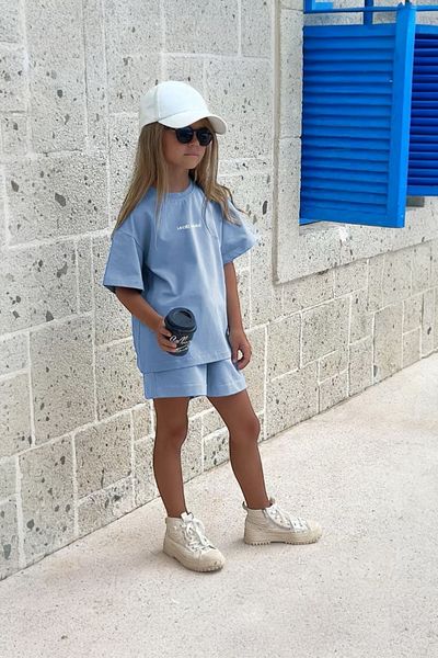 Magu Set de tricouri și pantaloni scurți supradimensionați pentru fete – Set de 2, bumbac și confortabil