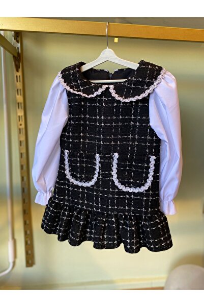 Yumo Kids Kız Çocuk Tüvit Gömlek Kol Elbise