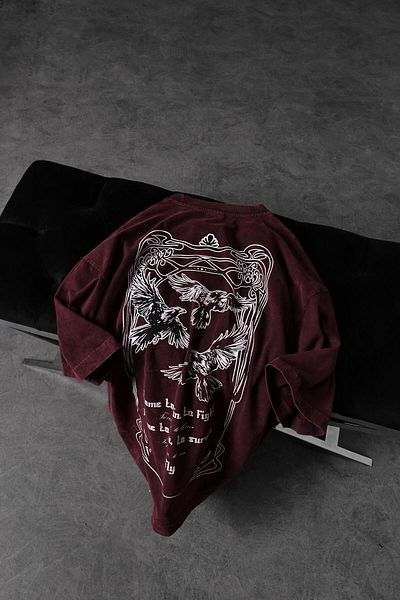 Slatra Ανδρικό μπλουζάκι Claret Red TO FLY Special Washed Fabric Oversize