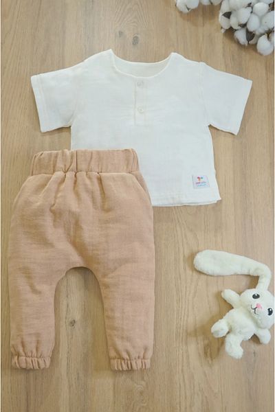 nurbeli X Silk Atlas Girl Boy Baby and Kids t Shirt Muslin Set