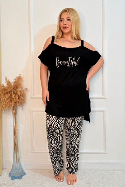 tarzımsüper Plus Size Luxury Pajamas Set with Elastic Waist Comfort Model Cotton Women's Pajamas Set