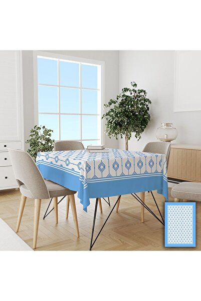 yok yok evim eve dair her şey Blue Bordered Geometry Patterned Easy to Clean ...