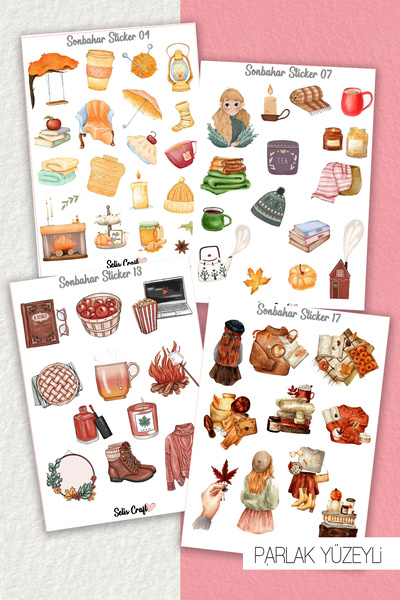 SelisCraft Sonbahar Temalı Ultra Parlak Sticker Serisi 01 Ajanda Planlayıcı B...