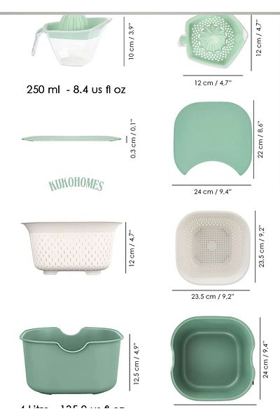 kukohomes 5 Pieces Multipurpose Practical Kitchenware Set Mixing Bowl Bowl Cutting Board Strainer Lemon Squeezer