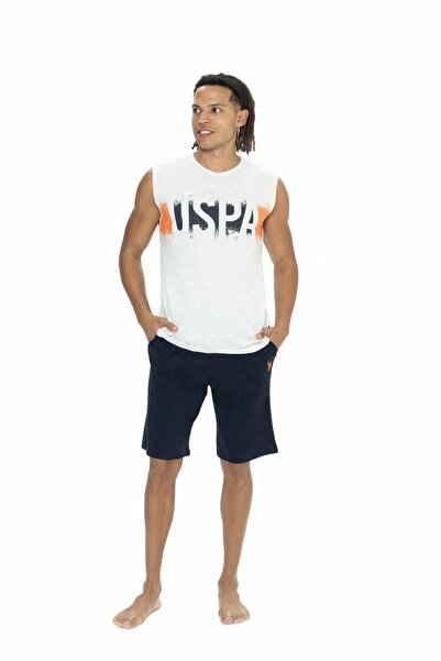 U.S. Polo Assn. 18885 طقم شورت رجالي بدون أكمام برقبة دائرية بلون مزيج الثلج