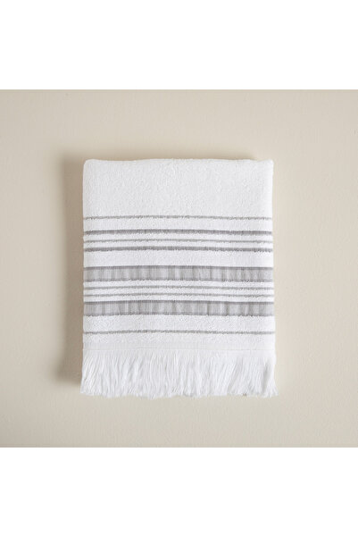 Chakra Derin Yüz Havlusu 50x90 cm Beyaz/Açık Gri/Koyu Gri