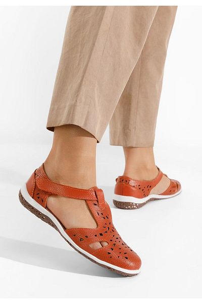 B T Shoes Balerini dama piele Mihely portocalii