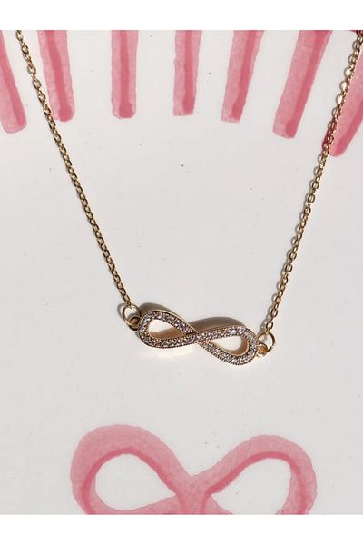 Reorah Collection Jewelled Infinity Steel Necklace