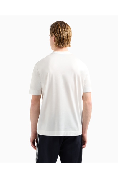 Emporio Armani Ανδρικό λευκό μπλουζάκι με κανονική εφαρμογή με λογότυπο EM 001070   AF13747-U000