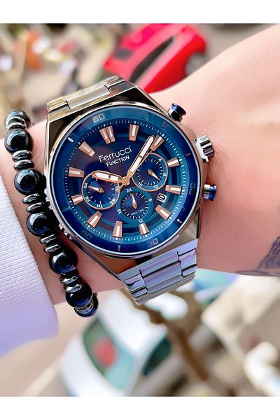 Ferrucci FERRUCCİ FUNCTION STEEL MEN'S WRISTWATCH + BRACELET WITH GIFT
