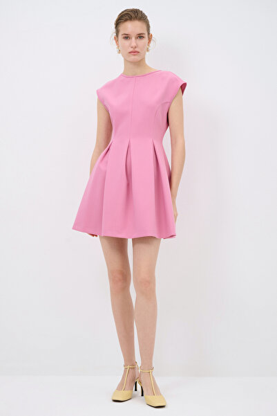 adL Pileli Mini Elbise