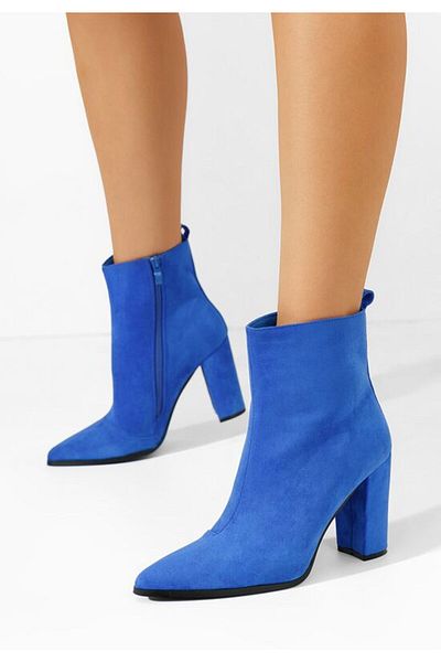 B T Shoes Botine cu toc Adalina V2 albastre