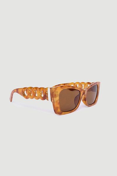 Gusto Minimal Pattern Bone Frame Sunglasses - Tan