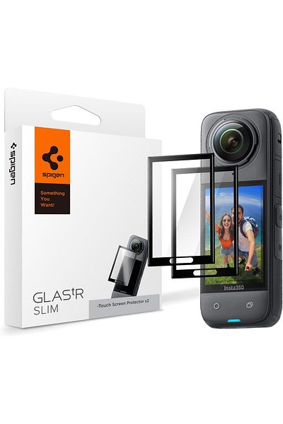 Spigen GLAStR Slim designed for Insta360 X4 Screen Protector [2 PACK] Full Cover - 2 Pack