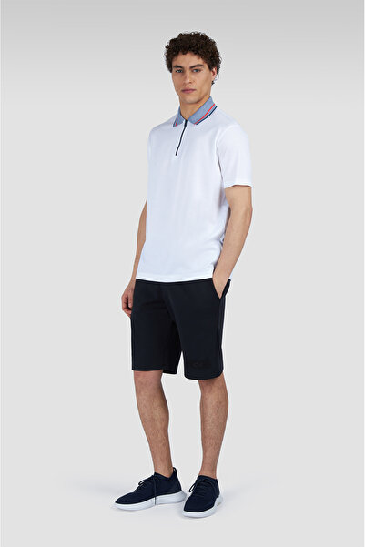 PAUL&SHARK Men's Regular Fit 100% Organic Cotton Zippered White Polo Neck T-Shirt 25411285 -010