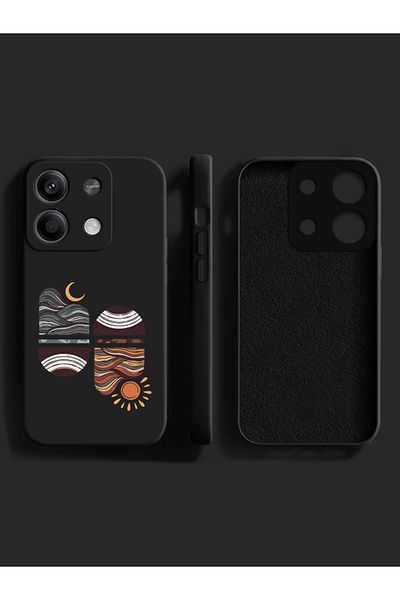Merwish غطاء حماية من السيليكون لهاتف Xiaomi Redmi Note 13Pro 4G متوافق مع نمط غروب الشمس باللون الأسود