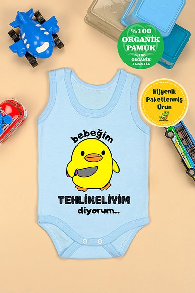 bebetospik Cotton I Say I'm Dangerous Printed Snap Bodysuit