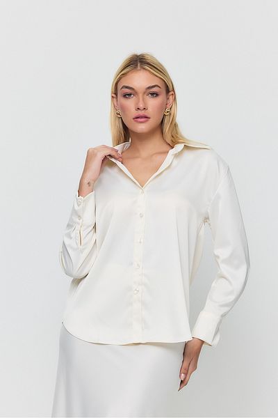 TREND KOMBİN Cămașă de damă din satin de bază neagră