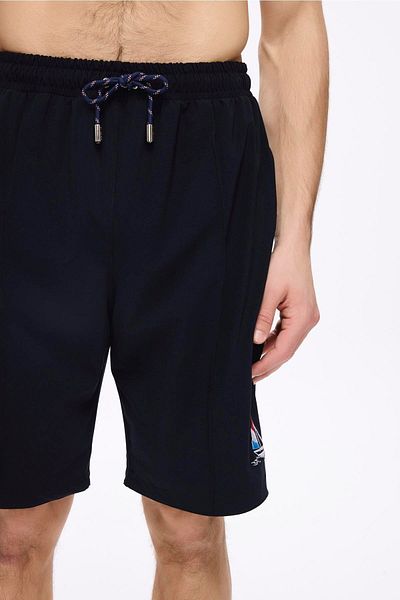 Haşema Sailing Embroidered Navy Blue Men's Short Pool and Sea Shorts 5064