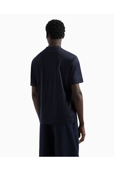 Emporio Armani Tricou pentru bărbați, cu mânecă scurtă, cu gât rotund, cu mânecă scurtă, din bumbac, albastru bleumarin EM 001070   AF13747-U