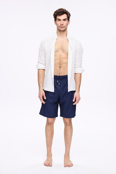 Haşema Navy Blue Men's Short Pool and Sea Shorts Textured Fabric 5032