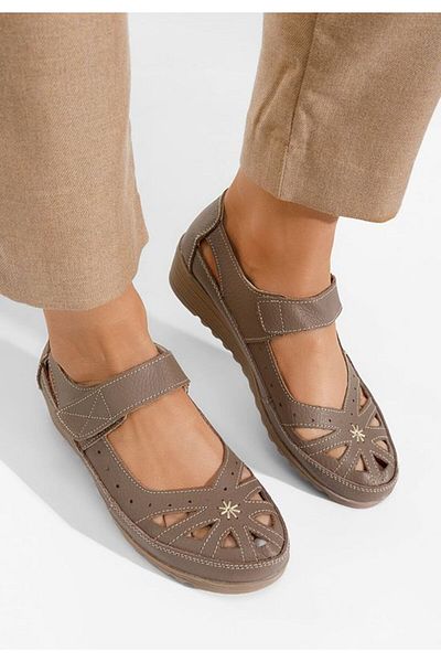 B T Shoes Balerini cu platforma Cassina kaki