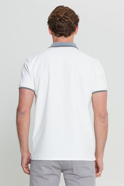 ALTINYILDIZ CLASSICS Βαμβακερό Slim Fit Slim Fit Polo Neck Stretchy Λευκό T-Shirt