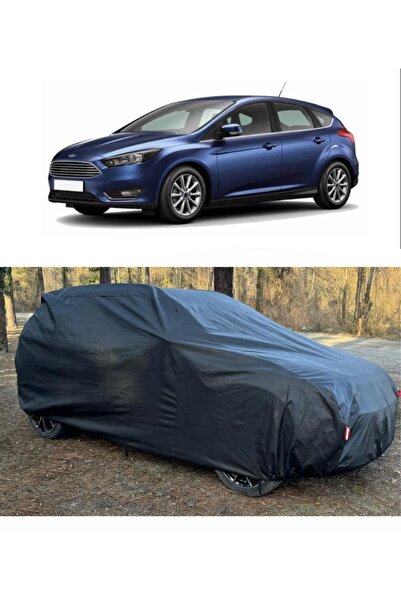CoverPlus غطاء سيارة متوافق مع Ford Focus 3 HB، غطاء سميك للسيارة - أسود