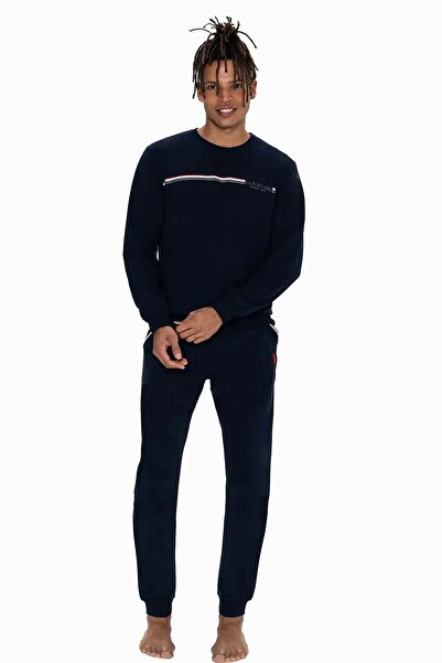 U.S. Polo Assn. 18921 Erkek Lacıvert Uzun Kollu Yuvarlak Yaka Pijama Takımı