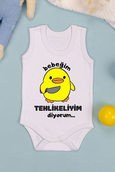 bebetospik Cotton I Say I'm Dangerous Printed Snap Bodysuit