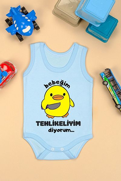 bebetospik Cotton I Say I'm Dangerous Printed Snap Bodysuit