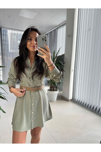 caddstore Fw 0367 Linda Mint Πράσινο Μίνι Πουκάμισο Φόρεμα