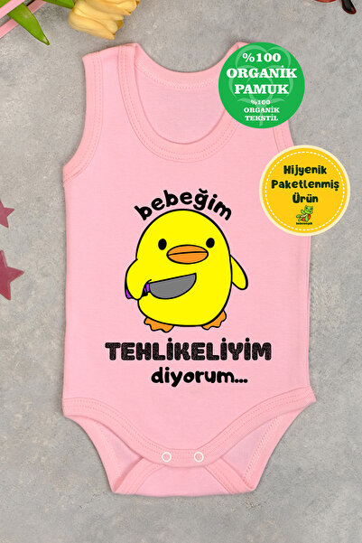 bebetospik Cotton I Say I'm Dangerous Printed Snap Bodysuit