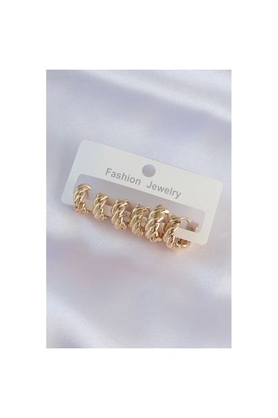 Skygo Brass Gold Color Minimal Serrated Earring Set - Tj-Bkp8990