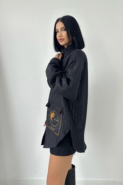 modaserdem Black Pocket Quilted Shirt
