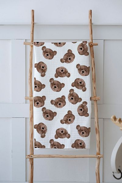Tuğba Kuğu 4 Layer Muslin Blanket (100X120) - Tiny Bear