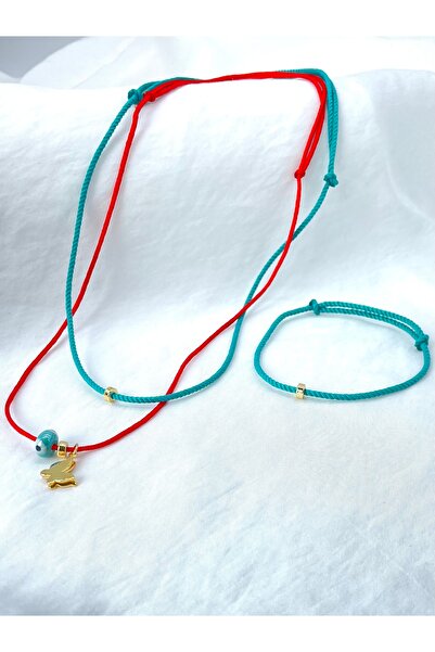 Concept HuBuTU 2’li  Minimal Burgulu ip Şans Nazar Kolye Seti