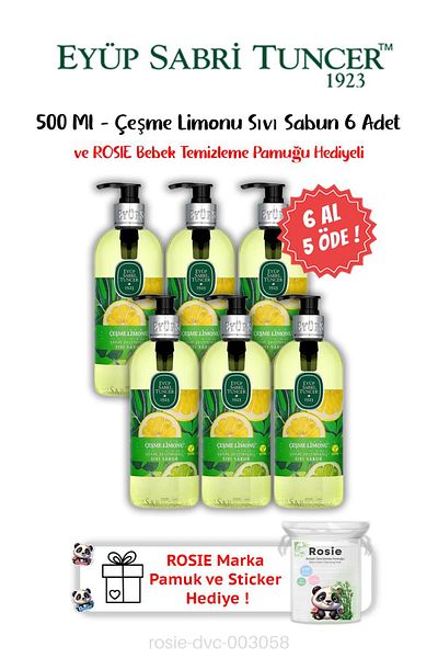 Eyüp Sabri Tuncer 500 ml 6 Bap Liquid Soap and Rosie Gift