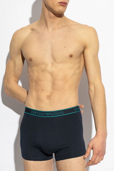 Emporio Armani Men's Soft Cotton Content Elastic Brand Logo Tape 3 Pack Navy Blue Boxer Em 000259   Af10779-Mb139