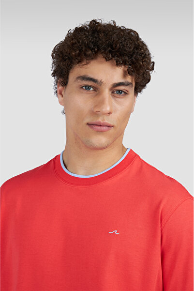 PAUL&SHARK Ανδρικό μπλουζάκι με στρογγυλή λαιμόκοψη κανονική εφαρμογή 100% βαμβακερό κοντομάνικο κόκκινο μπλουζάκι 25411033-698