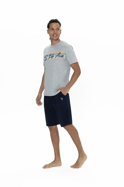 U.S. Polo Assn. U.S. Polo Assn. 18891 Men's Grey Melange Half Sleeve Round Collar Shorts Set