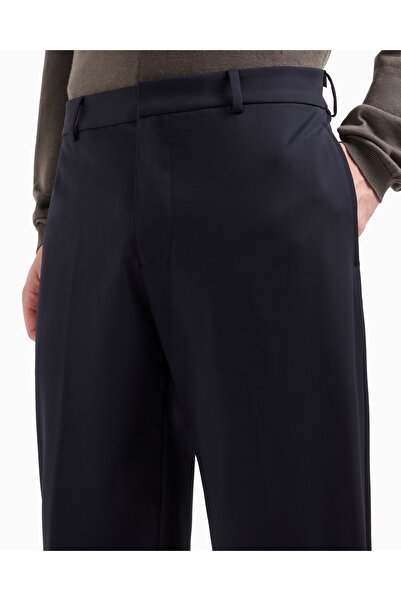 Emporio Armani Erkek Normal Bel Düz Paça Esnek ve Rahat Kumaş Chino Lacivert Pantolon EM001505 AF10047-UB118