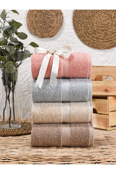Denia Home Textile 100% βαμβακερό σετ πετσετών χεριών και προσώπου 4 50x90 Harmesia